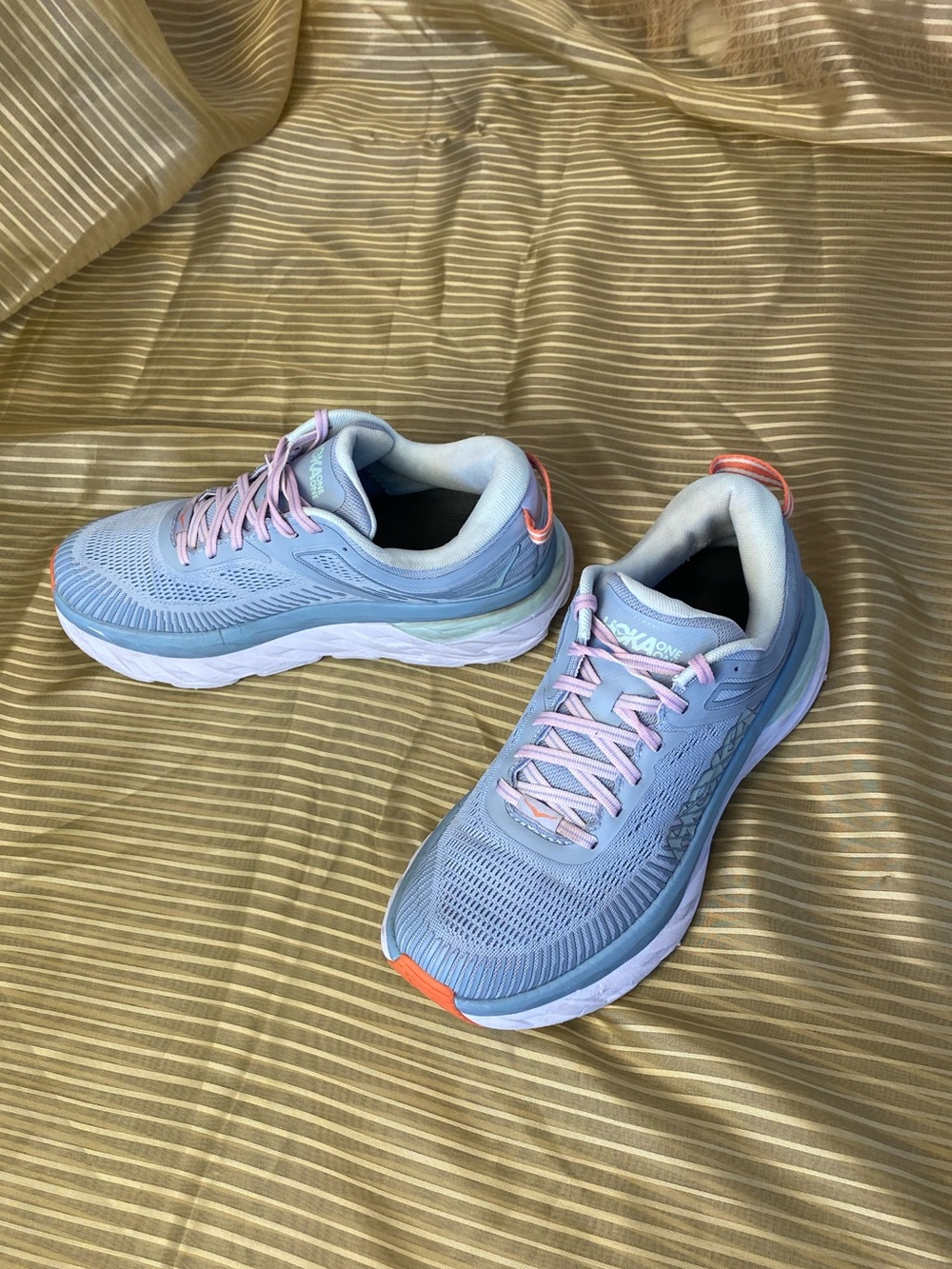 HOKA One One Bondi Women Textile Light Blue Running Shoes Sneakers, size 8.5